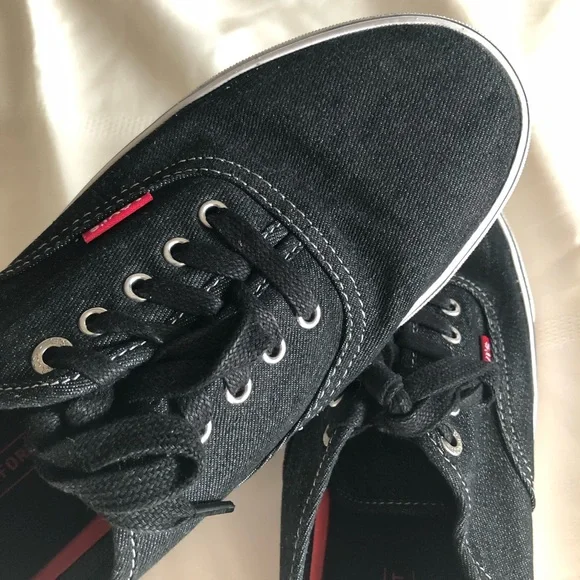 Levi's Comfort Canvas Sneakers Shoes Low Top Black Denim 51751901A Mens 9 - Picture 3 of 15